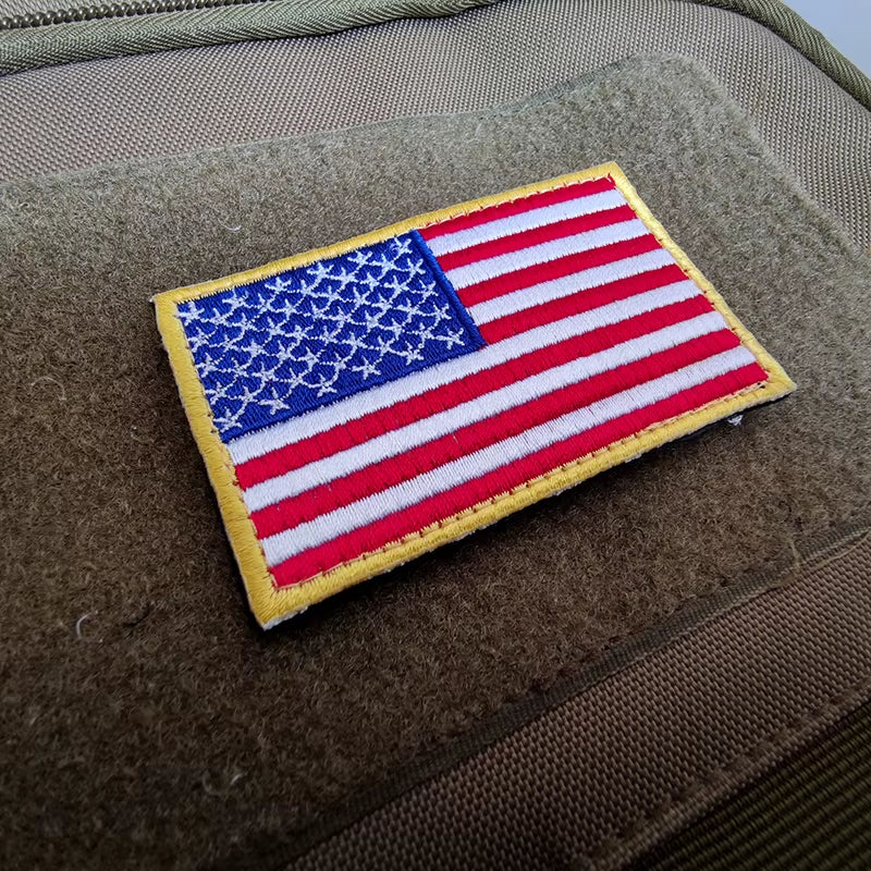 Embroidered American Flag Patch | Hook & Loop, Iron-On or Sew-On