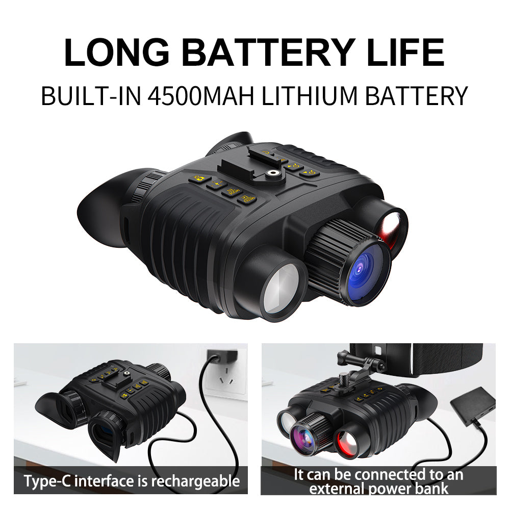 4K HD Night Vision Goggles | 36MP Digital Infrared Binoculars with 400–500m Range, 7-Level IR & Helmet Mount