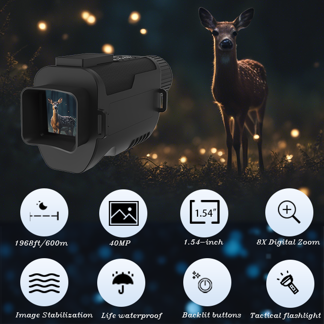 Tactical Night Vision Goggles – 600m Infrared, 40MP HD