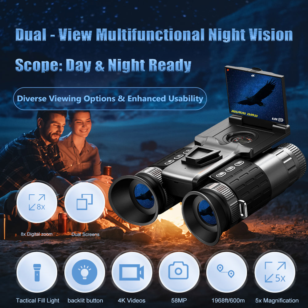Dual-View 4K Night Vision Scope – Day & Night Tactical Monocular