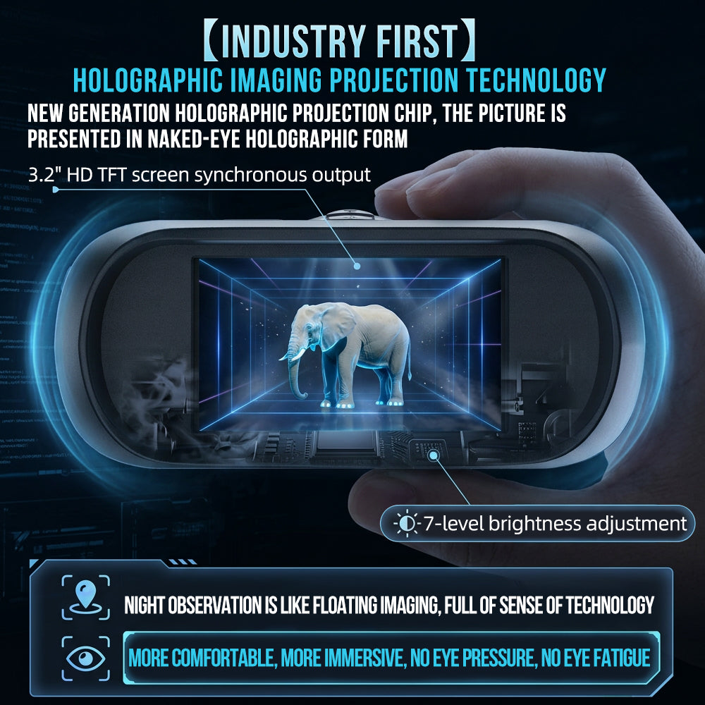 4K Holographic Night Vision Goggles with 3.2" Immersive Display, 400m IR Range & 9000mAh Battery