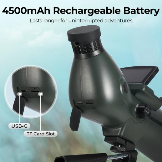 4K Digital Telescope | HD Moon, Bird & Star Watching Scope with Dual Screens