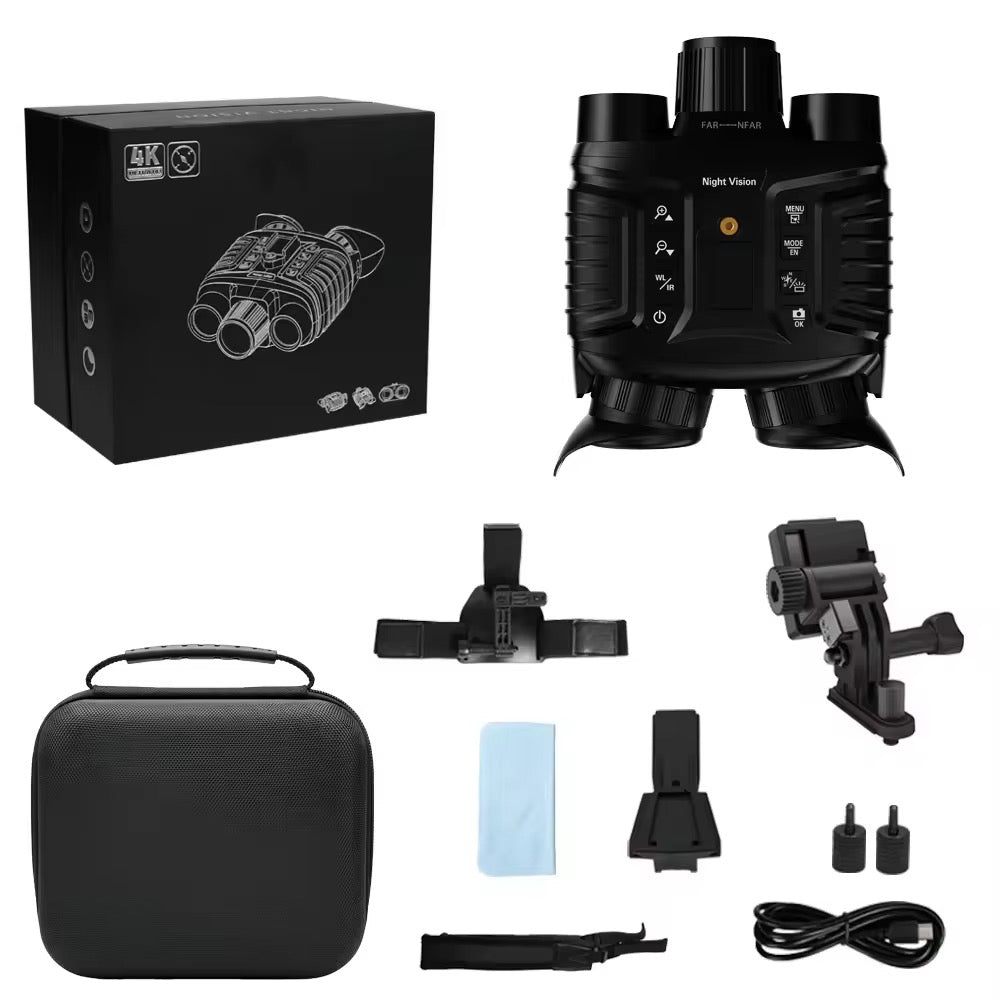 4K Tactical Night Vision Goggles | 36MP, 500m Range & Helmet Mount Included