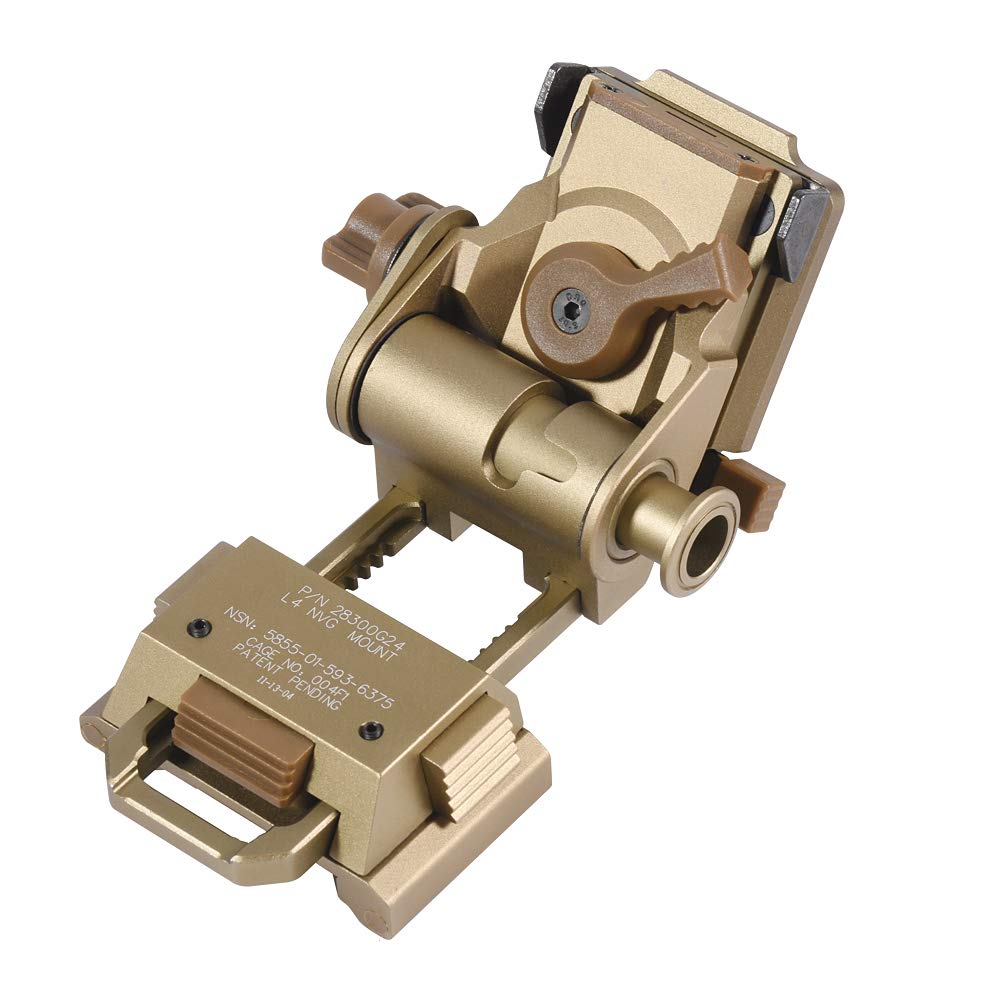 This matte Desert Tan NVG helmet mount bracket by Striketact provides a stable and adjustable fit for night vision devices during tactical operations and outdoor activities, ensuring secure attachment on helmets in both urban and wilderness environments.