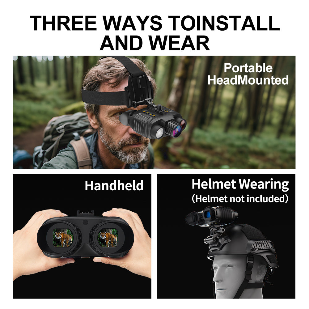 4K HD Night Vision Goggles | 36MP Digital Infrared Binoculars with 400–500m Range, 7-Level IR & Helmet Mount