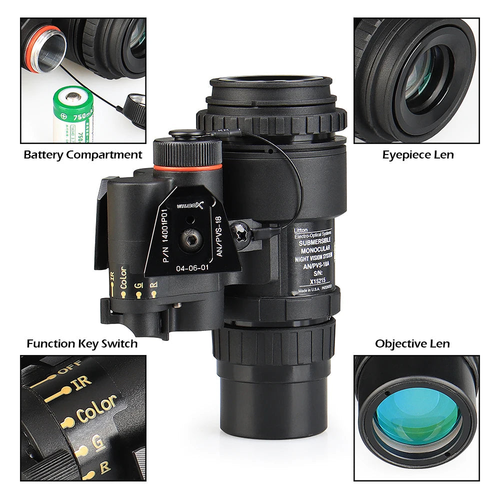 PVS-18 HD Infrared Night Vision Monocular – Head-Mounted & Lightweight for Outdoor Use
