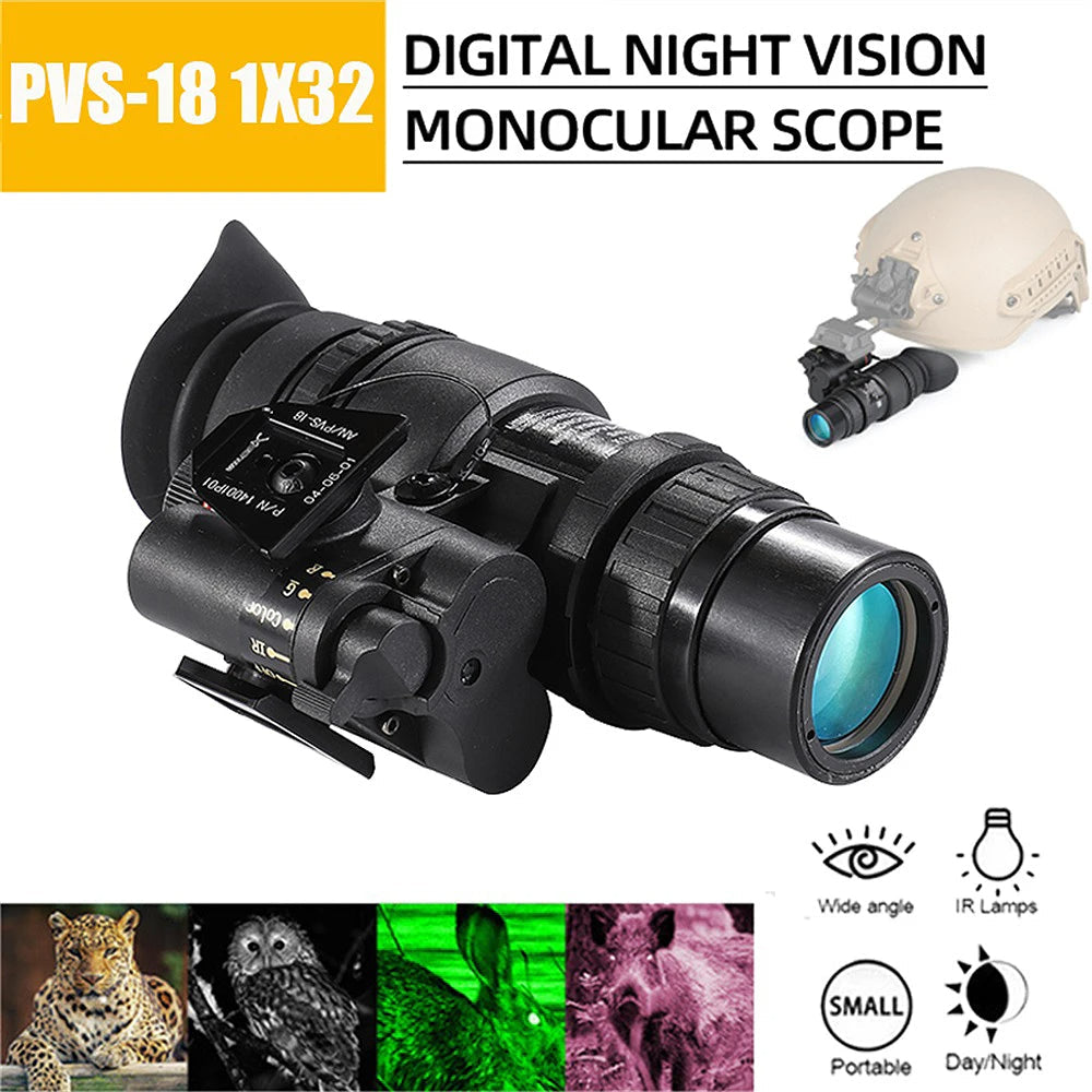 PVS-18 HD Infrared Night Vision Monocular – Head-Mounted & Lightweight for Outdoor Use