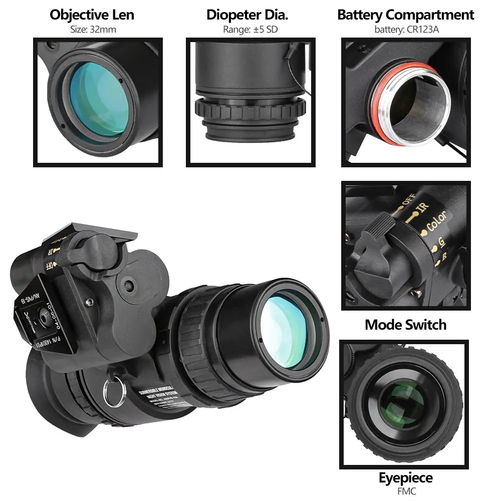 PVS-18 HD Infrared Night Vision Monocular – Head-Mounted & Lightweight for Outdoor Use