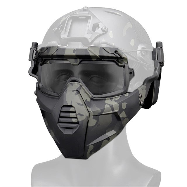 goggles and mask Tactical Multidimentional Split Type Mask And Goggles| STRIKETACT Black