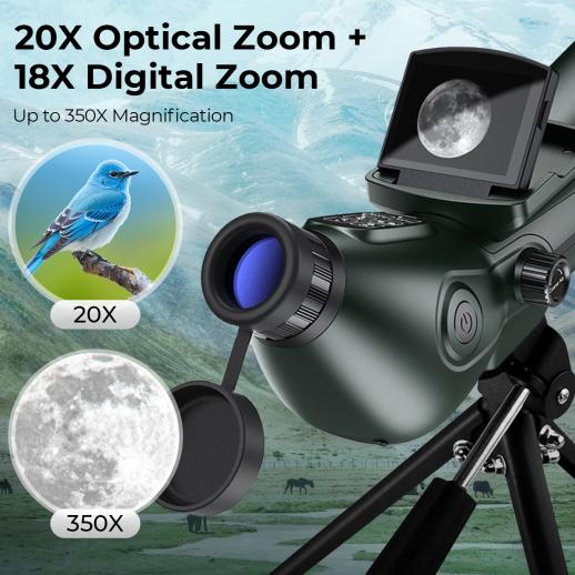 4K Digital Telescope | HD Moon, Bird & Star Watching Scope with Dual Screens