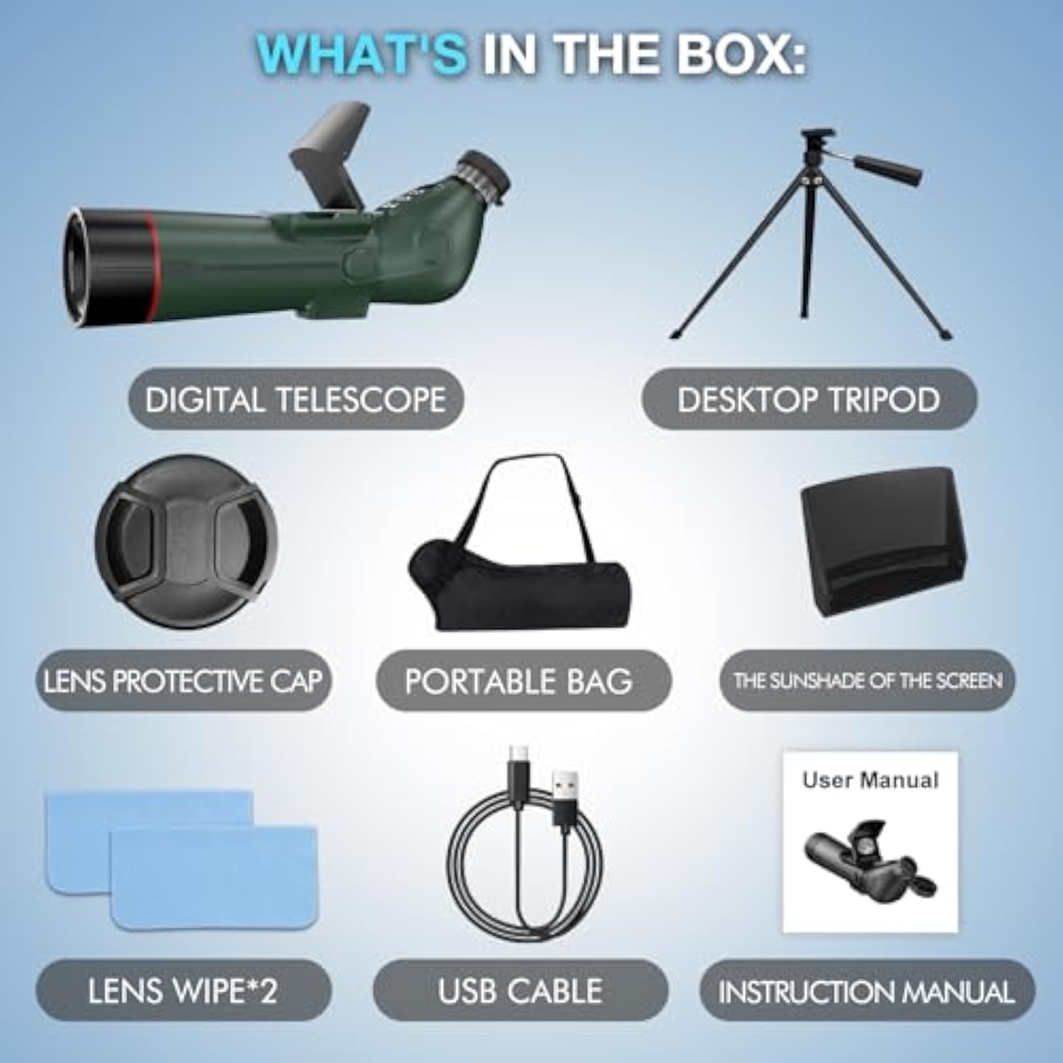 4K Digital Telescope | HD Moon, Bird & Star Watching Scope with Dual Screens