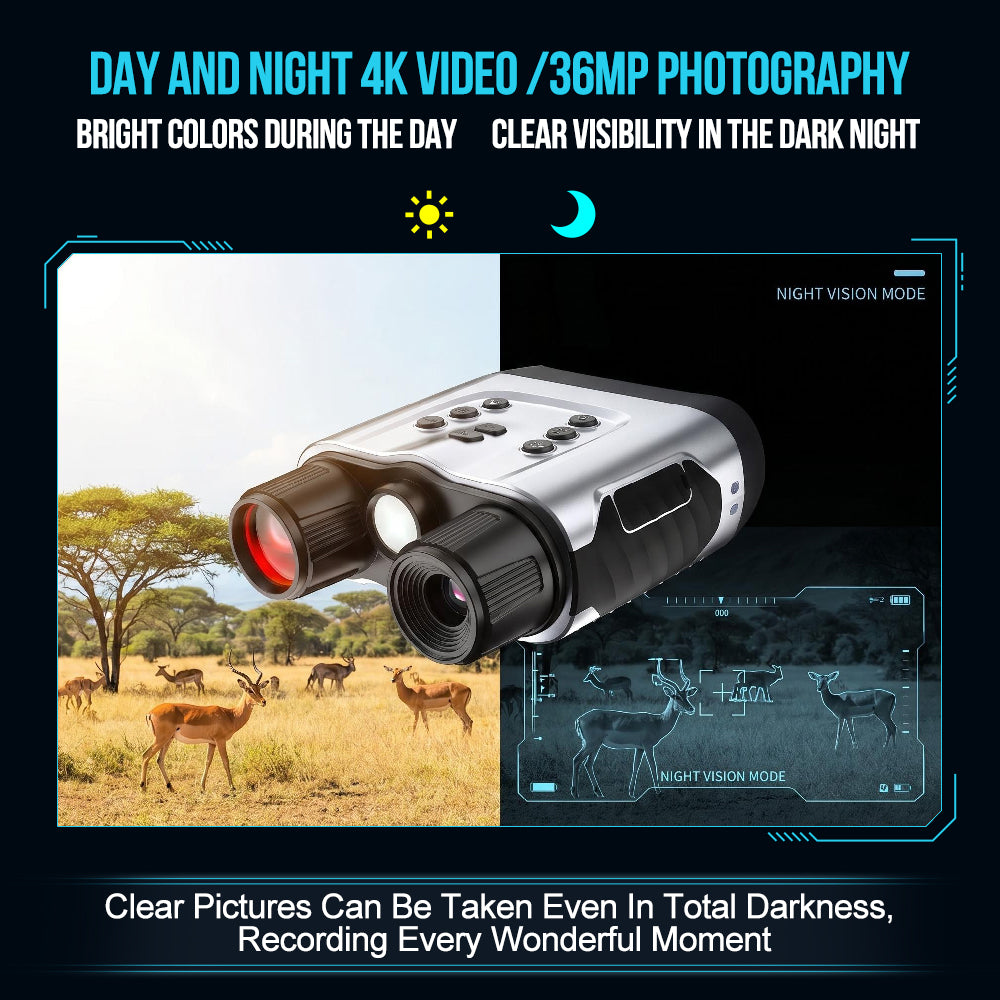 4K Holographic Night Vision Goggles with 3.2" Immersive Display, 400m IR Range & 9000mAh Battery