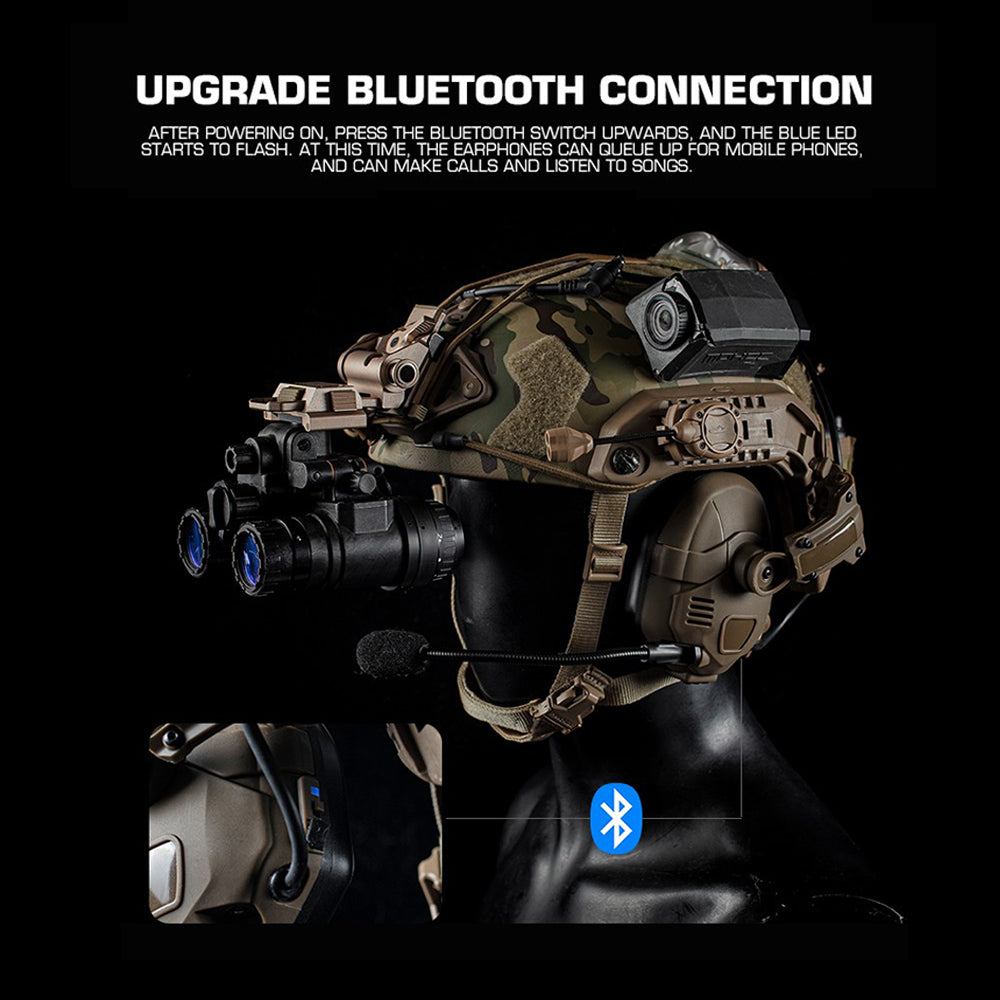 High Noise Reduction Wireless Tactical Bluetooth Headset for Shooting Training