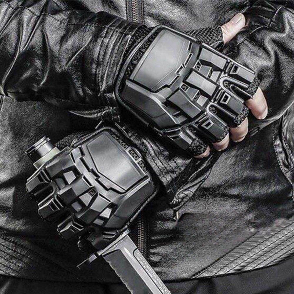 Fighting Mechanical Hard Shell Protective Gloves Outdoor Half Finger Tactical Gloves